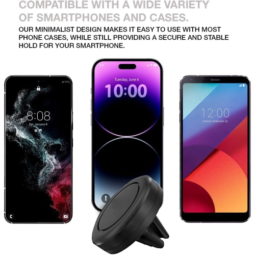 M Universal Smartphone Holder - Air Vent Magnetic Car Mount Compatible with iPhone 12/13/14/15/16 & Galaxy LG Android Cell Phone
