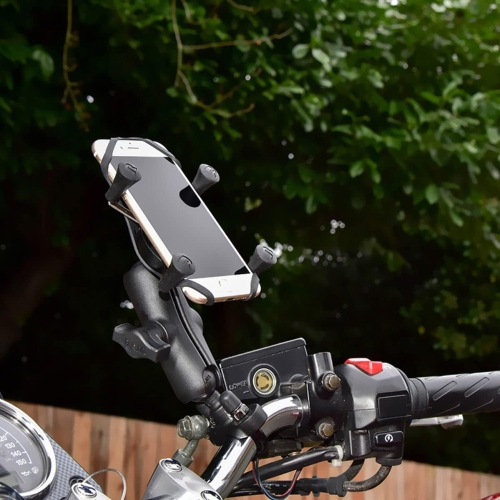 RAM Handlebar Rail Mount with Zinc Coated U-Bolt Base and Universal X-Grip™ Cell Phone Holder