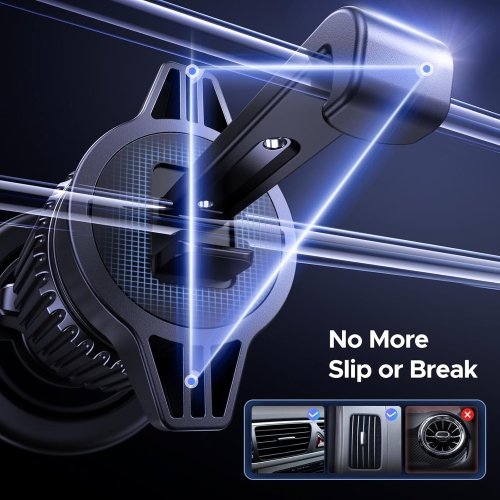 U Magnetic Phone Holder Car for MagSafe, Car Phone Holder Vent Mount 360° Rotation Magsafe Phone Mount with 2 Metal Rings Compatible with iPhone16 15