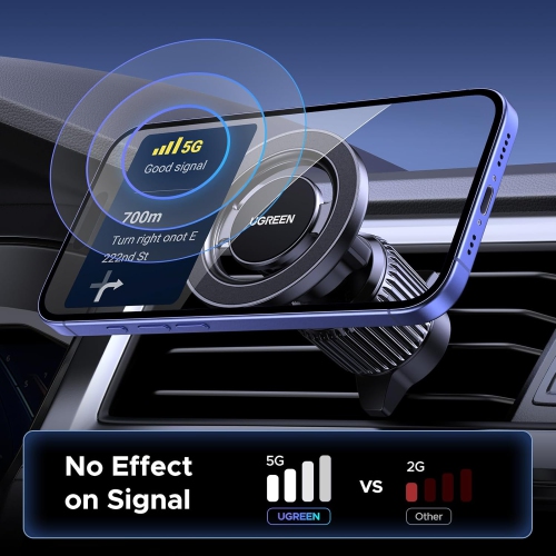 U Magnetic Phone Holder Car for MagSafe, Car Phone Holder Vent Mount 360° Rotation Magsafe Phone Mount with 2 Metal Rings Compatible with iPhone16 15