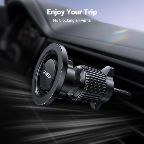 U Magnetic Phone Holder Car for MagSafe, Car Phone Holder Vent Mount 360° Rotation Magsafe Phone Mount with 2 Metal Rings Compatible with iPhone16 15