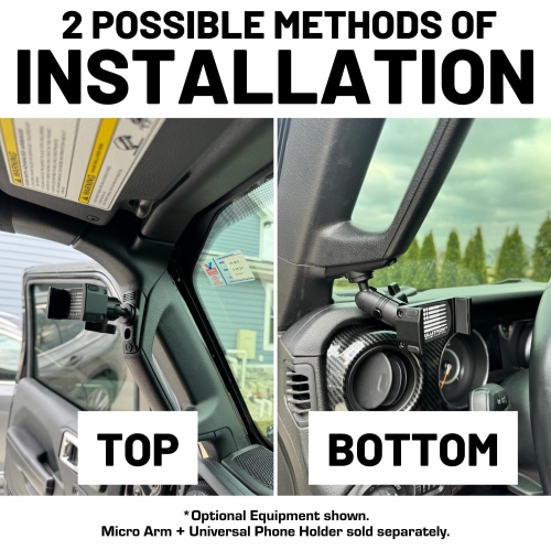 B Mounting Solutions A-Pillar Device Mount with 20mm Ball Compatible with 2018-2023 Jeep Wrangler JL & 2020-2023 Gladiator