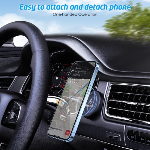 W Universal Flat Stick On Dashboard Magnetic Car Mount Holder for Cell Phones and Mini Tablets with Fast Swift-Snap Technology - Extra Slim