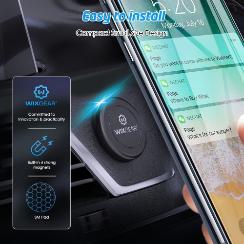 W Universal Flat Stick On Dashboard Magnetic Car Mount Holder for Cell Phones and Mini Tablets with Fast Swift-Snap Technology - Extra Slim