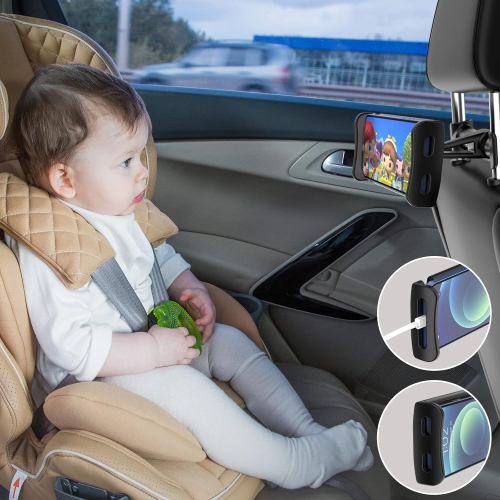 U Car Headrest Backseat Mount,Phone/Tablet Car Mount, Adjustable Devices Holder for 4-11 inch Tabltes/Phones, Compatible for iPhone 14 13 12 11 Pro