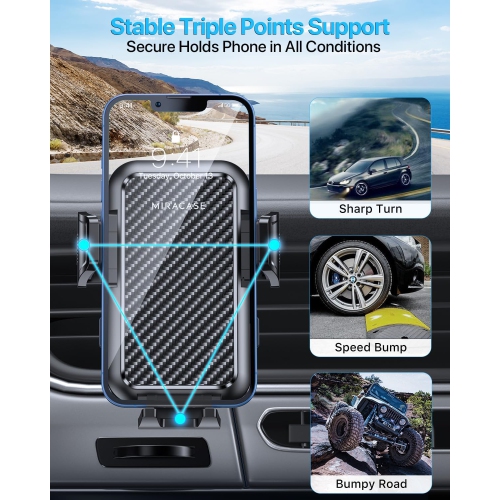 M Phone Holder for Car Air Vent(Stability via Clip & Metal Hook) Car Phone Holder Mount, 360°Cell Phone Holder Car Mount Fits iPhone 16 15 Pro Max 14