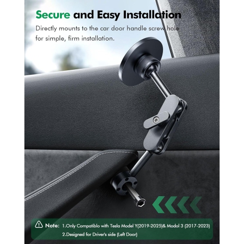 E for Tesla Phone Mount,for Mag-Safe Door-Install Phone Holder, Compatible with Model Y & Model 3 (2023-2017), Magnetic Car Phone Mount for iPhone