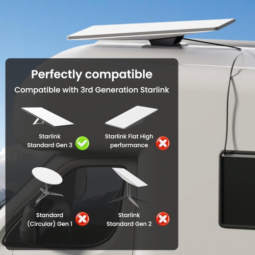 K Starlink Gen 3 Mount Anti-Theft Kit with Flat Roof Pole for RV Trailer Yacht