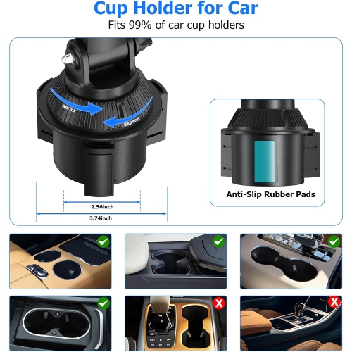 P Tablet Holder for Car Cup Phone Stand Mount 360° Rotation with Adjustable Arm Compatible with iPad Galaxty Tab/Z Fold 5.1''-15.6'' Phones Tablets,