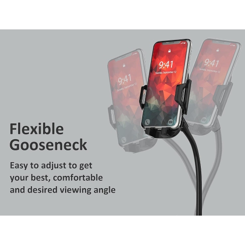 C Dual Phone Holder for Car Cup Holder – Long Flexible Neck, 360° Rotatable Car Phone Mount - Adjustable Cell Phone Cup Holder, Universal Size Fits 2