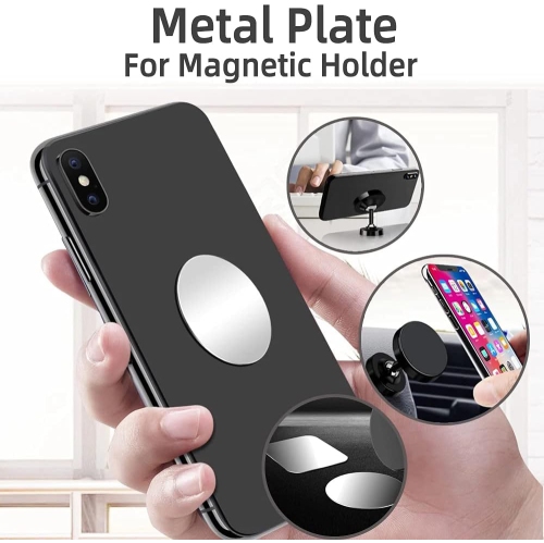 S Cell Phone Metal Plates for Magnetic Car Mount, Wall, Phone Holder. Replacement Set of 8 Silver Round Iron Discs for Magnet Mount. 3M Adhesive Thin