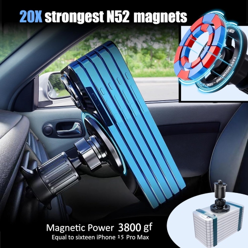 R for MagSafe Car Mount, Air Vent Magnetic Phone Mount, 360° Adjustable Magnetic Phone Holder for iPhone 12 13 14 15 Pro Max Plus Mini - Car Magnet