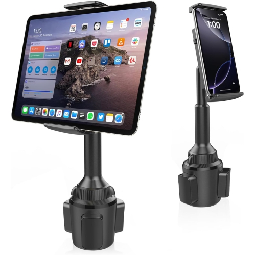 A Tablet Holder for Car, Car Tablet Mount with Adjustable Clamp, 10.57 Height Adjustable iPad Holder for 4.3-11 Cell Phones & Tablets, Perfect Travel