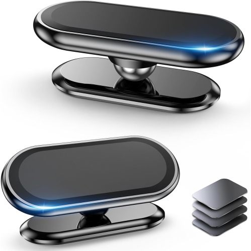 (2-PACK)Magnetic Phone Holder for Car [Super Strong Magnet ] [ with 4 Metal Plate ] iPhone Magnetic Car Phone Holder Mount [ 360° Rotation ]