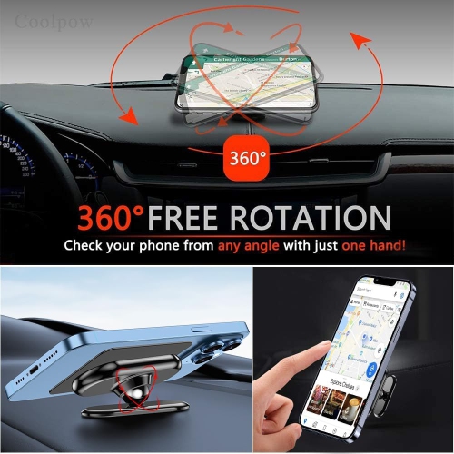 (2-PACK)Magnetic Phone Holder for Car [Super Strong Magnet ] [ with 4 Metal Plate ] iPhone Magnetic Car Phone Holder Mount [ 360° Rotation ]