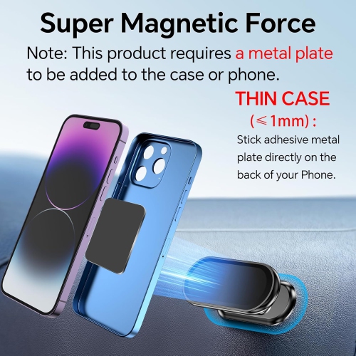 (2-PACK)Magnetic Phone Holder for Car [Super Strong Magnet ] [ with 4 Metal Plate ] iPhone Magnetic Car Phone Holder Mount [ 360° Rotation ]