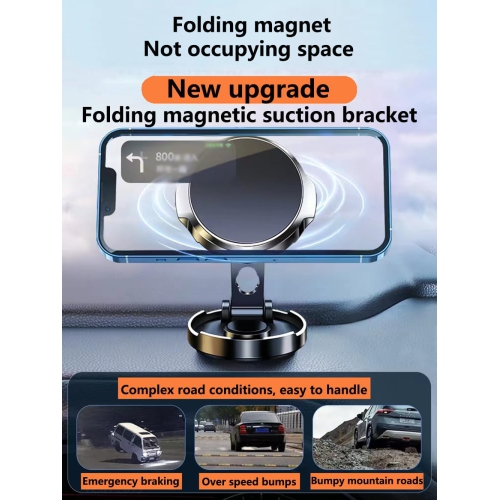 T Magnetic Phone Car Mount Patch Folding Phone Holder for Car Universal Dashboard Cell Phone Holder Mount 360°Rotating Car Phone Holder Mount Car