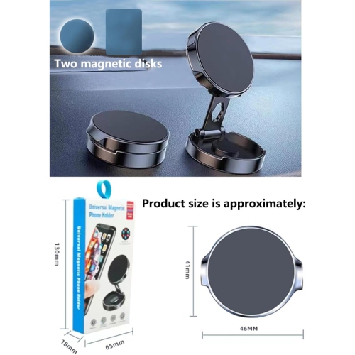 T Magnetic Phone Car Mount Patch Folding Phone Holder for Car Universal Dashboard Cell Phone Holder Mount 360°Rotating Car Phone Holder Mount Car
