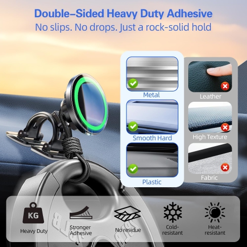 Sticky Adhesive Pad Replacement for Car Dashboard Magnetic Phone Mount Base, p 8pcs 3M VHB Double Sided Sticker Heat Resistance Tape for Magnet