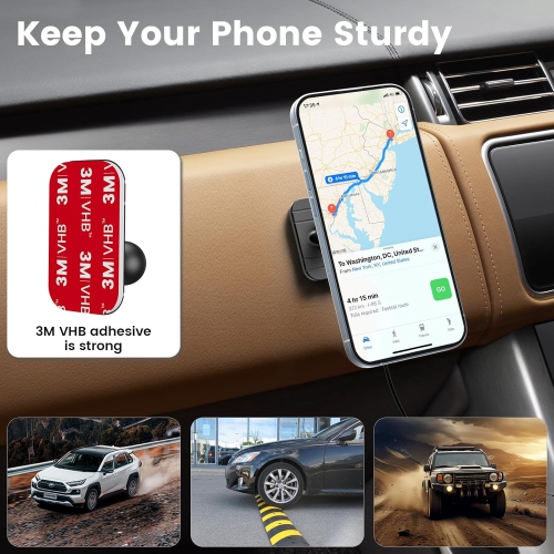 O 15W Magsafe Car Mount Charger for iPhone 16, Fast Wireless Charging Magnetic CD Slot Holder with 3M Adhesive Base for Dashboard, Aluminum Shell,