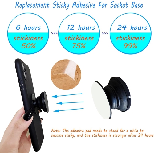 12 Pack Replacement Adhesive Stickers Pads For Phone Collapsible Grip & Stand,Strong circle Double Sided Sticky Adhesive Tape Compatible With Socket