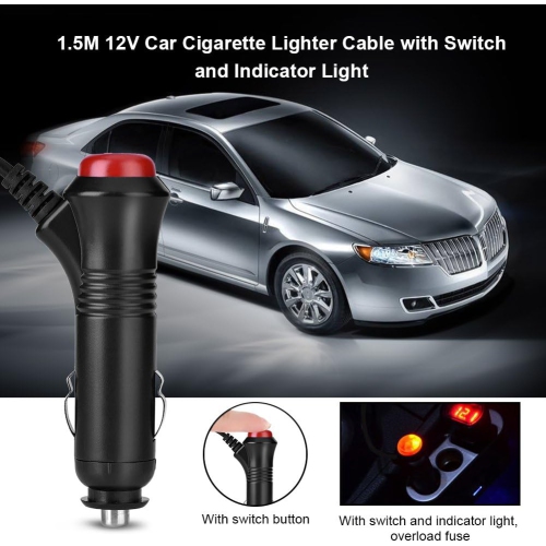 Car Cigarette Lighter DC 12V 5.5 x 2.1mm Plug Adapter Cable Cord w/Switch