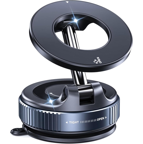 J Suction Cup Phone Holder for Magsafe, 360° Adjustable Nano Gel Vacuum Magnetic Car Phone Holder Mount, Pocket Size Foldable Cell Phone Holders for