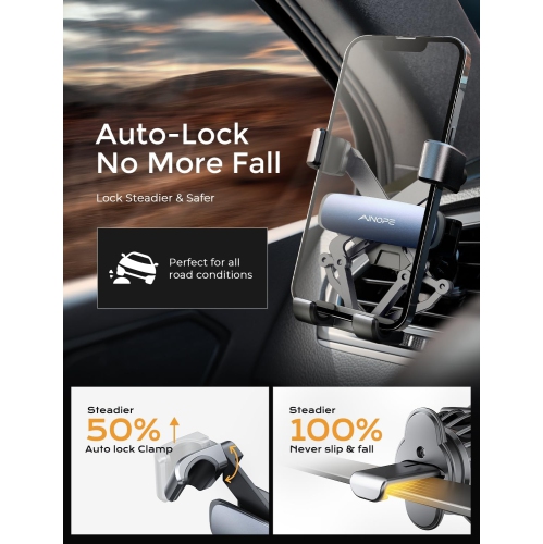 A Phone Holder for Car Vent 2025 Gravity Air Vent Car Phone Holder Mount for iPhone 16 Pro Max with Vent Clip Hand Free Cell Phone Car Mount for