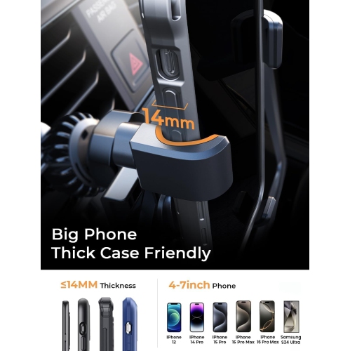 A Phone Holder for Car Vent 2025 Gravity Air Vent Car Phone Holder Mount for iPhone 16 Pro Max with Vent Clip Hand Free Cell Phone Car Mount for