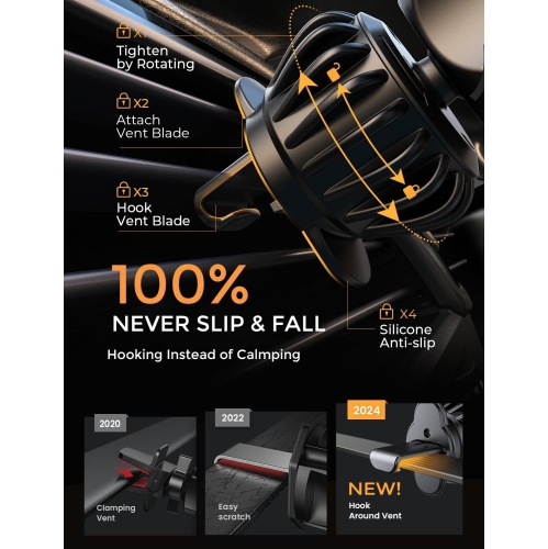A Phone Holder for Car Vent 2025 Gravity Air Vent Car Phone Holder Mount for iPhone 16 Pro Max with Vent Clip Hand Free Cell Phone Car Mount for