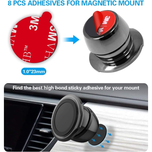 Sticky Adhesive Replacement for Magnetic Car Mount, P 8PCS Circular Heat Resistant 3M VHB Double Sided Strong Sticker Pads for Magnet Cell Phone