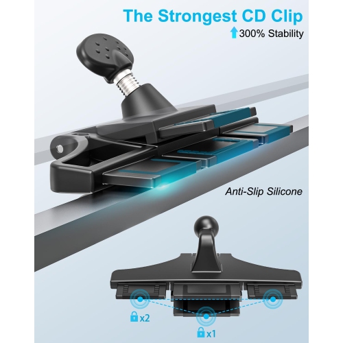 CD Slot Car Tablet Mount, w Full Rotation CD Player Car Tablet & Phone Holder for iPad Pro 9.7, 11, 12.9 Air Mini 5 4 3 2, Samsung Galaxy Tabs,