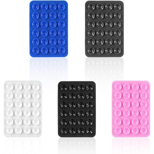 5pcs Phone Suction Holder, Silicone Suction Phone Case Adhesive Mount with 24 Suction Cups Hands-Free Sticky Phone Grip Accessory for Selfies and