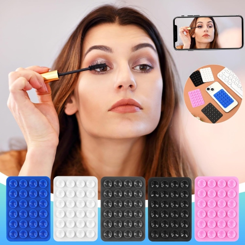 5pcs Phone Suction Holder, Silicone Suction Phone Case Adhesive Mount with 24 Suction Cups Hands-Free Sticky Phone Grip Accessory for Selfies and