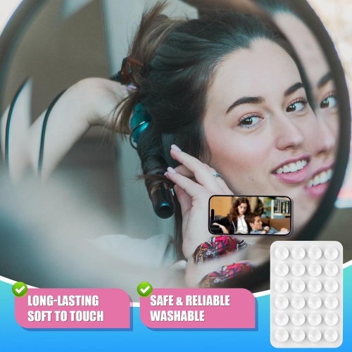 5pcs Phone Suction Holder, Silicone Suction Phone Case Adhesive Mount with 24 Suction Cups Hands-Free Sticky Phone Grip Accessory for Selfies and