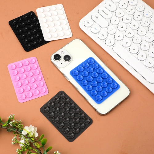 5pcs Phone Suction Holder, Silicone Suction Phone Case Adhesive Mount with 24 Suction Cups Hands-Free Sticky Phone Grip Accessory for Selfies and