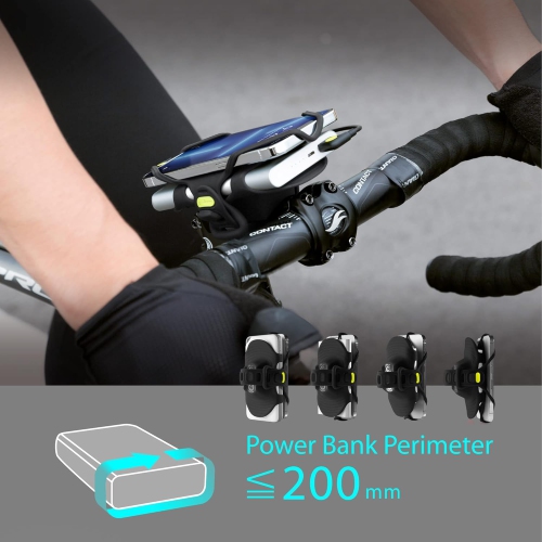 B Bike Tie 4 Pro Pack, Bike Ph Mount for Power Bank 2 in 1 Ph Holder for Bike, Shock-Proof Charger Mount for Stem, Bike Accessories for iPh Samsung,