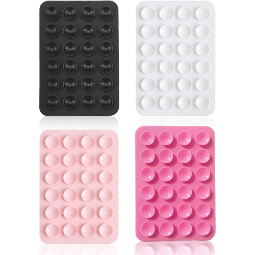 z 4 Piece Cell Phone Suction Cup,Silicone Suction Cup Cell Phone, Adhesive Back,for Mobile Power Cellphones Selfies and Videos