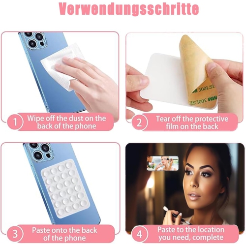 z 4 Piece Cell Phone Suction Cup,Silicone Suction Cup Cell Phone, Adhesive Back,for Mobile Power Cellphones Selfies and Videos