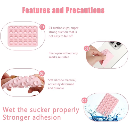 z 4 Piece Cell Phone Suction Cup,Silicone Suction Cup Cell Phone, Adhesive Back,for Mobile Power Cellphones Selfies and Videos