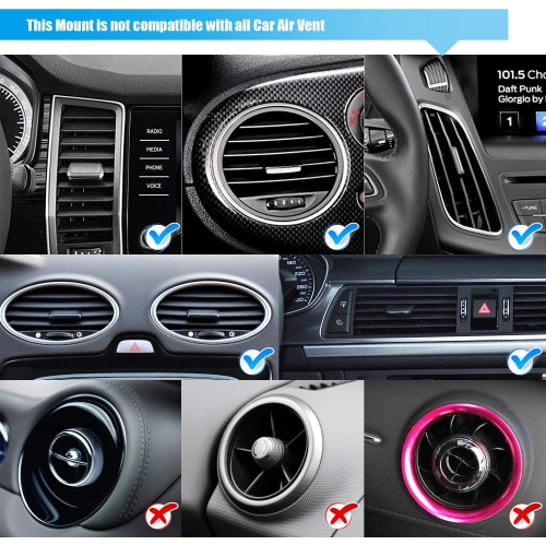 Magnetic Mount, W Universal Twist-Lock Air Vent Magnetic Car Mount Holder, for Cell Phones and Mini Tablets with Fast Swift-snapTM Technology