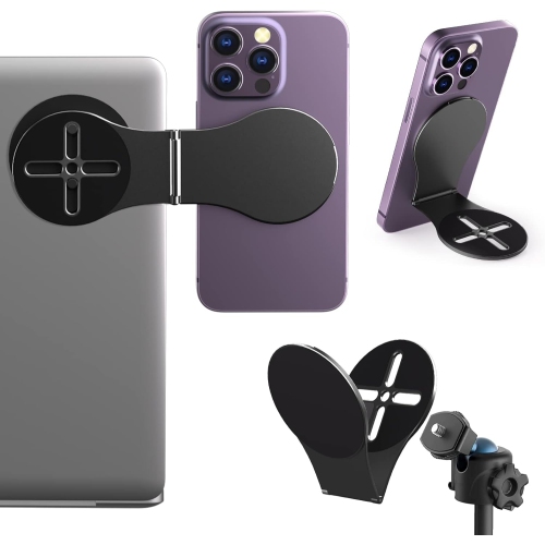 C Magnetic Phone Holder for Laptop & Car, Adjustable Tripod Mount Adapter Designed for Magsafe iPhone [1/4 Screw/Metal Ring], Modular Work from Home