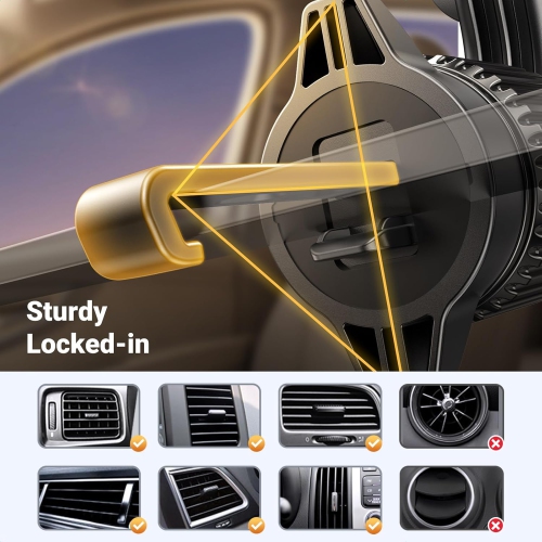 U Car Phone Holder, Air Vent Phone Holder for Cars 360 Degree Swing Arm Car Phone Mount Compatible with iPhone 15 14 13 12 SE 11 Galaxy and Other