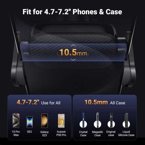 U Car Phone Holder, Air Vent Phone Holder for Cars 360 Degree Swing Arm Car Phone Mount Compatible with iPhone 15 14 13 12 SE 11 Galaxy and Other