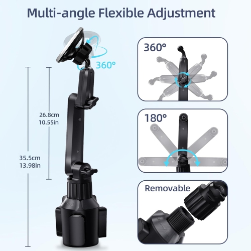 For MagSafe Cup Phone Holder: Magnetic Cupholder Car Mount Compatible with Tesla Truck Vehicle SUV - 360° Adjustable Long Neck Mag Safe Cell Phone