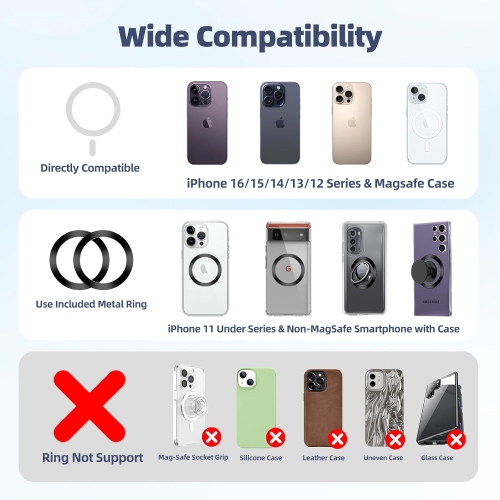 For MagSafe Cup Phone Holder: Magnetic Cupholder Car Mount Compatible with Tesla Truck Vehicle SUV - 360° Adjustable Long Neck Mag Safe Cell Phone