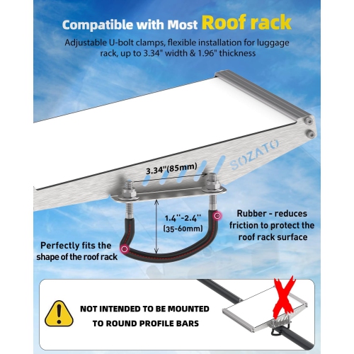 S Starlink Mini Car Mount,Starlink Mini Roof Rack Mounting Kit with Full Metal Protection,Shock-Absorbing Foam, Adjustable U-Bolt Clamps,Accessory