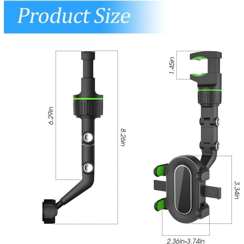 X Rearview Mirror Phone Holder, 360° Rotatable and Retractable Car Phone Mount, Multifunctional Rear View Mirror Holder, Adjustable Cell Phone Holder