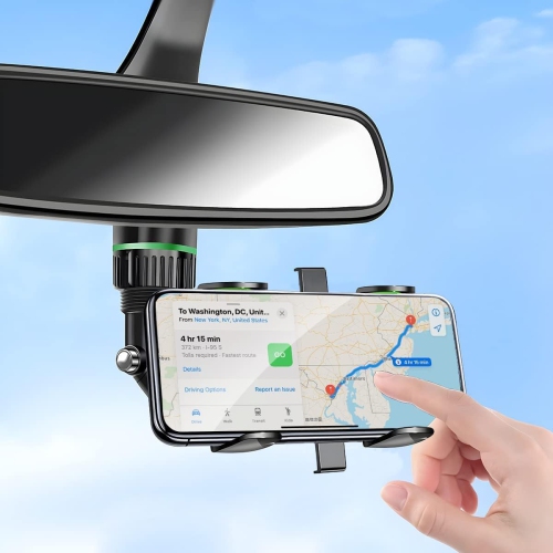 X Rearview Mirror Phone Holder, 360° Rotatable and Retractable Car Phone Mount, Multifunctional Rear View Mirror Holder, Adjustable Cell Phone Holder
