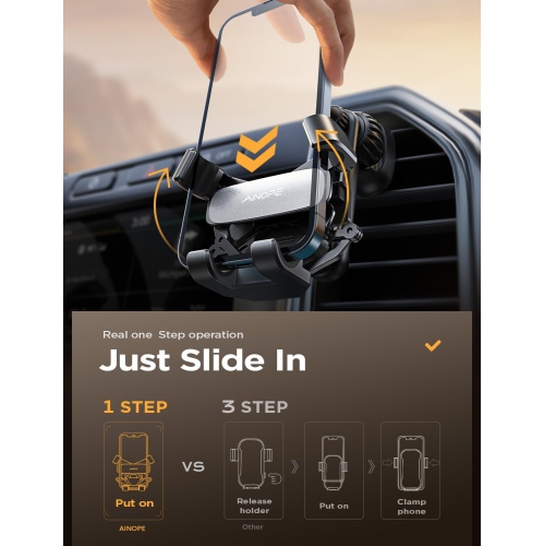 A Car Phone Holder Mount 2024 Gravity Phone Mount Holder For Car Vent With Extention&Short Air Vent Clip Never Blocking Cell Phone Holder For Car